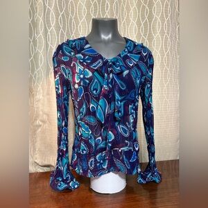 NWOT H&M Bohemian Vibes Women's Paisley Print Blouse - Blue and Purple